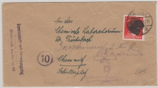 SBZ, 1945, Sächsische Schwärzungen, OPD Chemnitz, Mi.- Nr.: AP 786 I als EF auf Ortsbrief innerhalb von Chemnitz