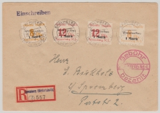 Lokalausgaben, D.- OST, 1946, Spremberg, Mi.- Nr. 17 / 18 A/B, + Teilbarfr., in MiF auf E.- Ortsbrief innerhalb von Spremberg