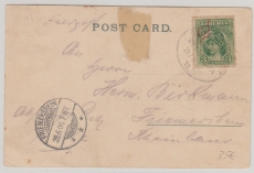 Deutsche Seepost, Linie Hamburg- Westafrika, VI., 1906, auf Postkarte von Liberia nach Friemersheim