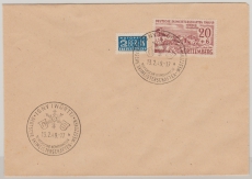 FRZ / Württemberg, 1949, Mi.- Nr.: 39 auf Umschlag (nicht gelaufen) mit passendem Sonderstempel