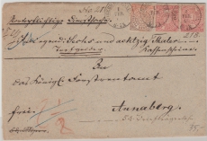 NDP, 1870, Mi.- Nr.: 3 + 4 (2x) auf Portopflichtiger Dienstsache als Wert- Fernbrief von Oberwiesenthal nach Annaberg