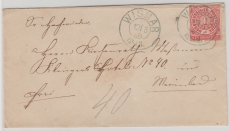 NDP, 1869, Mi.- Nr.: 4, als EF auf Auslandsbrief von Wismar (AD- Meckl. in blau!) nach Marienbad (K. + K. Böhmen)