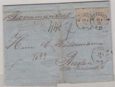 NDP, 1870, Mi.- Nr.: 17 (2x) in MeF auf Einschreiben- Fernbrief von Altenburg nach Breslau