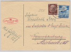 DR 603 u.a. auf Postkarte via LZ 129 nach Aichach