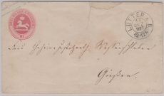 Braunschweig, 1867, 3 Sg.- GS- Umschlag (Mi.- Nr.: U6) verwendet als Fernbrief von Lutter a. B.  nach Gießen