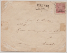 NDP, ca. 1870, 1 Gr.- (Aufbrauch)-GS- Umschlag (Mi.- Nr.: U30 B) gebraucht als Fernbrief von Esens (netter Vorphila- St.) nach Aurich