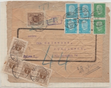 DR / Weimar, 1932, Mi.- Nr.: 454 (4x) u.a. + Tschoslovakische Nachportomarken als MiF auf Auslands- Briefvorderseite