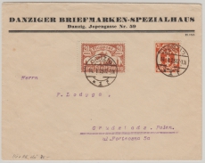 Danzig, 1923, Mi.- Nr.: 118, u.a. in MiF auf Auslandsbrief von Danzig nach Grudziadz (PL)