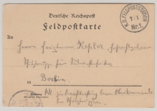 DSWA, 1905, Feldpostkarte, mit Feldpoststempel K.D.Feldpoststation Nr. 1. von Oramangongoa (?) nach Berlin