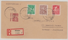 MVP, 1945, Mi.- Nrn.: 23- 25 (kpl. Satz) u.a. in MiF auf Einschreiben- Ortsbrief innerhalb von Wismar
