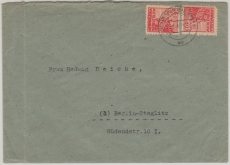 MVP, 1946, Mi.- Nr.: 36 (2x) als MeF auf Fernbrief von Schwerin nach Berlin