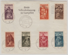 Saargebiet, 1935, Mi.- Nrn.: 171- 77,  kpl. Satz, gestempelt, auf Umschlag, nicht gelaufen