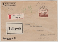 Schweiz, 1943, Mi.- Nr.: 390 als EF auf Luftpost- Auslandsbrief von Bern nach Lysekil (Schweden) rs. Dt. Zensur