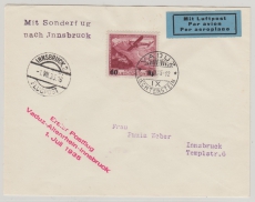 Lichtenstein, 1935, Mi.- Nr.: 148 als EF auf Erstflug- Auslandsbrief von Vaduz nach Insbruck
