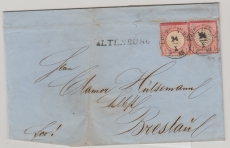 DR, Brustschilder, 1872, Mi.- Nr.: 19 (2x), als MeF auf Fernbrief von von Altenburg (AD!) via BP- Leizig- Hof nach Breslau