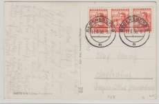 DR / Österreich, 1938, Mi.- Nr.: 475 (?, 3x) als MeF Fernpostkarte von Regensburg (D. !!!) nach Magdeburg