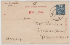 China, 1933, 10 Ct.  EF auf Auslands- Bildpostkarte von Teiping nach Werdau, D.