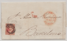 Spanien, 1853, 6 Cs., als EF auf Fernbrief von Lorca nach Barcelona