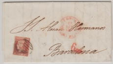 Spanien, 1852, 6 Cuartos (1852), als EF auf Fernbrief von Lorca nach Barcelona