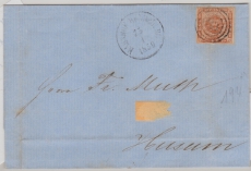 Dänemark (in D.), 1859, Mi.- Nr.: 7 als EF auf Fernbrief von Rendsburg nach Husum