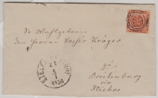 Dänemark (in D.), 1858, Mi.- Nr.: 4 als EF auf Fernbrief von Kiel- Bahnhof nach Breitenburg