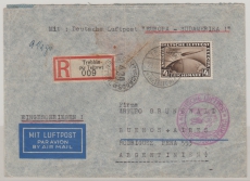 III. Reich, 1937, Mi.- Nr.: 496 als EF auf Auslands- Lupo- R.- Brief von Trebbin nach Buenos Aires (Argentinien)