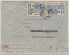 Portugal, 1942 (?), 1,75 $ (2x) in MeF auf Lupo- Auslandsbrief von Lisabon nach Trebbin, mit div. Dt. Zensur vs. + rs.