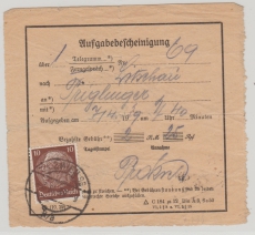 III. Reich, 1939, Mi.- Nr.: 518 als EF auf Aufgabebescheiningung für 1 Telegramm von Wien nach ...! Rarität!