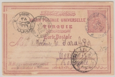 Osmanisches Reich / Türkei, 1900, interessante GS- Karte als Fernpostkarte (?) von Podosto (?) nach Constantia