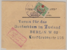 Osmanisches Reich / Türkei, 1916, interessante EF auf Auslandsstreifband von Konstantinopel nach Berlin, mit Zensur!