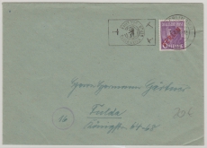 Berlin, 1949, Mi.- Nr.: 22 als EF auf (Drucksachen- ?) Fernbrief, mit Luftbrückenstempel, von Berlin nach Fulda