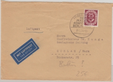 Berlin / BRD, 1954, Mi.- Nr.: BRD (!) 131 als EF auf Luftpost- Fernbrief von Berlin nach Goslar, mit Sonderstempel