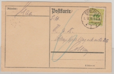 DR, Infla, Dezemberbriefe, 1923, Mi.- Nr.: 328 A als EF auf Orts- Postkarte innerhalb von Koblenz