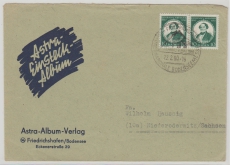 FRZ / Baden, 1950, Mi.- Nr.: 53 (2x) als MeF auf Fernbrief von Friedrichshafen nach Niederoderwitz (mit Sonderstempel)