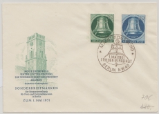 Berlin, 1951, Mi.- Nr.: 76 + 78 auf (amtl.) FDC, nicht gelaufen