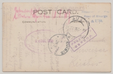 DSWA, 1918, Kriegsgefangenenpost, Postkarte aus dem Lager AUS (mit Stempeln + Zensur) nach Kuibis