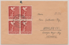 D., Kontrollrat / West, 1947, Mi.- Nr.: 961 (4x) als MeF auf Auslandsbrief von Amberg nach Wohlen (CH)