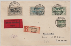 Oberschlesien, Nrn.: 24 u.a. auf Einschreiben- Eilboten  Fernbrief von Hindenburg nach Hannover, gepr Gruber BPP