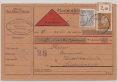 DR / Weimar, 1932, Mi.- Nr.: 410 (OR) + 436 als MiF auf Fern- Nachnahme- Karte von Jübeck nach Süderbrarup