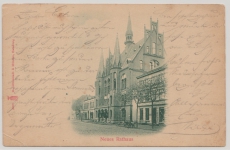 DR, 1901, Mi.- Nrn.: 52 + 54 in MiF auf Fern- Bildpostkarte von Neumünster (Neues Rathaus) nach Itzehoe