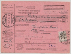 Finnland, 1928, 3 Mk. EF auf Postzahlkarte für einen Betrag von Pori nach Pomarkku