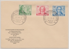 Berlin, 1949, Mi.- Nrn.: 61- 63 auf amtlichen FDC, nicht gelaufen