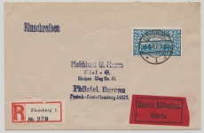 Schleswig, Nr.: 12 , als EF auf Expres- Einschreiben- Fernbrief, von Flensburg nach Kiel