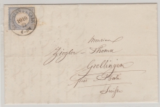 DR, Kaiserreich, Brustschilder, 1872, Mi.- Nr.: 5, als EF auf Auslandsbrief von St. Johann nach Grellingen (CH), geprüft BPP