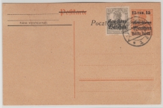 Polen, 1919, Lokalüberdrucke, 15 Fen. Überdruck- GS (DR) + 2,5 Pfg. DR (Überduck), Vorausentwertet von Warschau