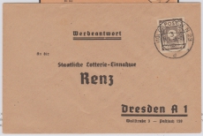 SBZ / Ost- Sachsen, 1946, Mi.- Nr.: 51 b tx I als EF auf Ortsdrucksache innerhalb von Dresden, Kurzbefund Dr. Jasch e+e!