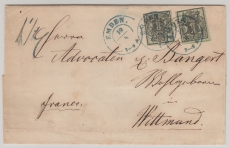 Hannover, ca. 1858, Mi.- Nr.: 9 (2x) als MeF auf Fernbrief von Emden (Alt- Hannover- Stempel) nach Wittmund