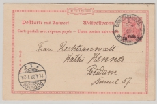 DAP Türkei, 1902, 20 Para- Antwort- GS (Mi.- Nr.: P8), nur hin gelaufen, als Postkarte, von Constantinopel nach Potsdam