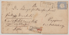 DR, Brustschilder, 1873, Mi.- Nr.: 20, als EF auf Paketbegleitbrief von Jedwabno (Ostpr.) nach Puppen