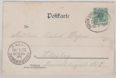 DR, Kaiserreich, Krone- Adler, 1900, 5 RPfg- Privat- GS, als Fernpostkarte per Bahnpost via Friedrichsberg (B. Berlin) nach Lichtenberg